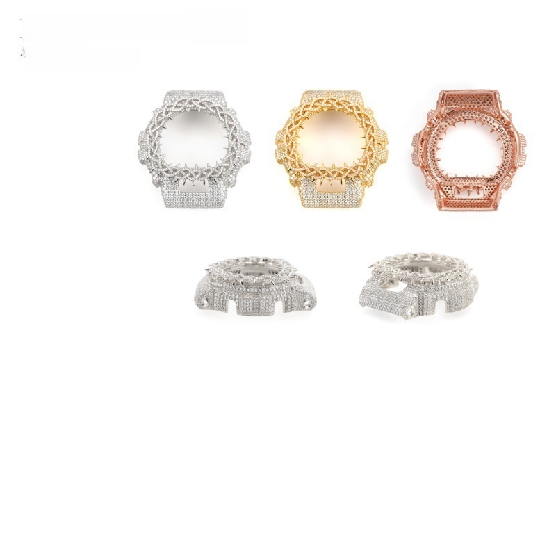 Iced Out Moissanite Watch Case — Thorn Chain, G-Shock, 925 Silver — NOVAE ATELIER